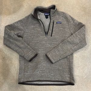 Mens PATAGONIA Better Sweater Brown Fleece 1/2 Zip Jacket L Brown.
